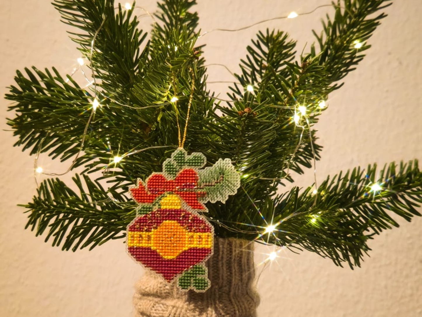 Red plastic canvas ornament