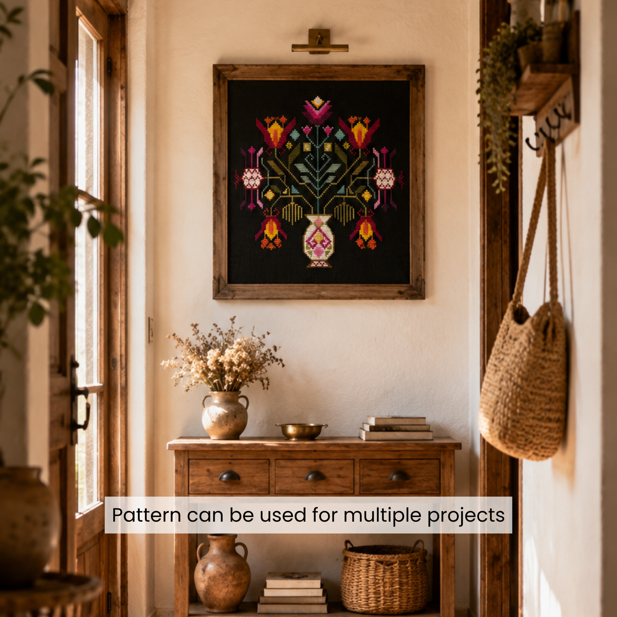 Blooming Folk Garden Cross Stitch Pattern PDF – Floral Folk Embroidery Chart, Traditional Inspired Needlework