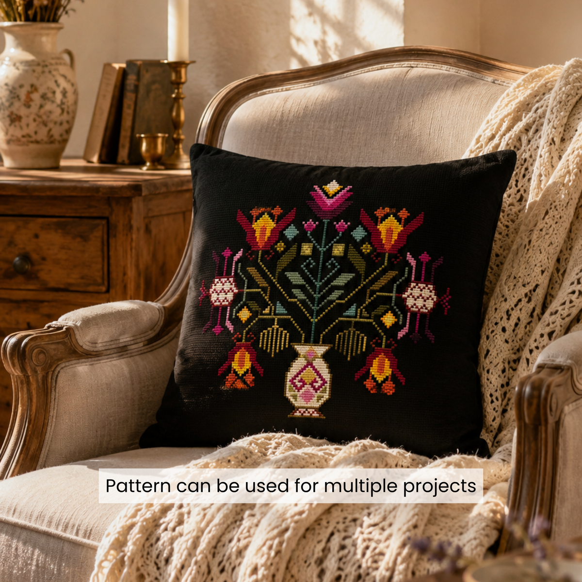 Blooming Folk Garden Cross Stitch Pattern PDF – Floral Folk Embroidery Chart, Traditional Inspired Needlework