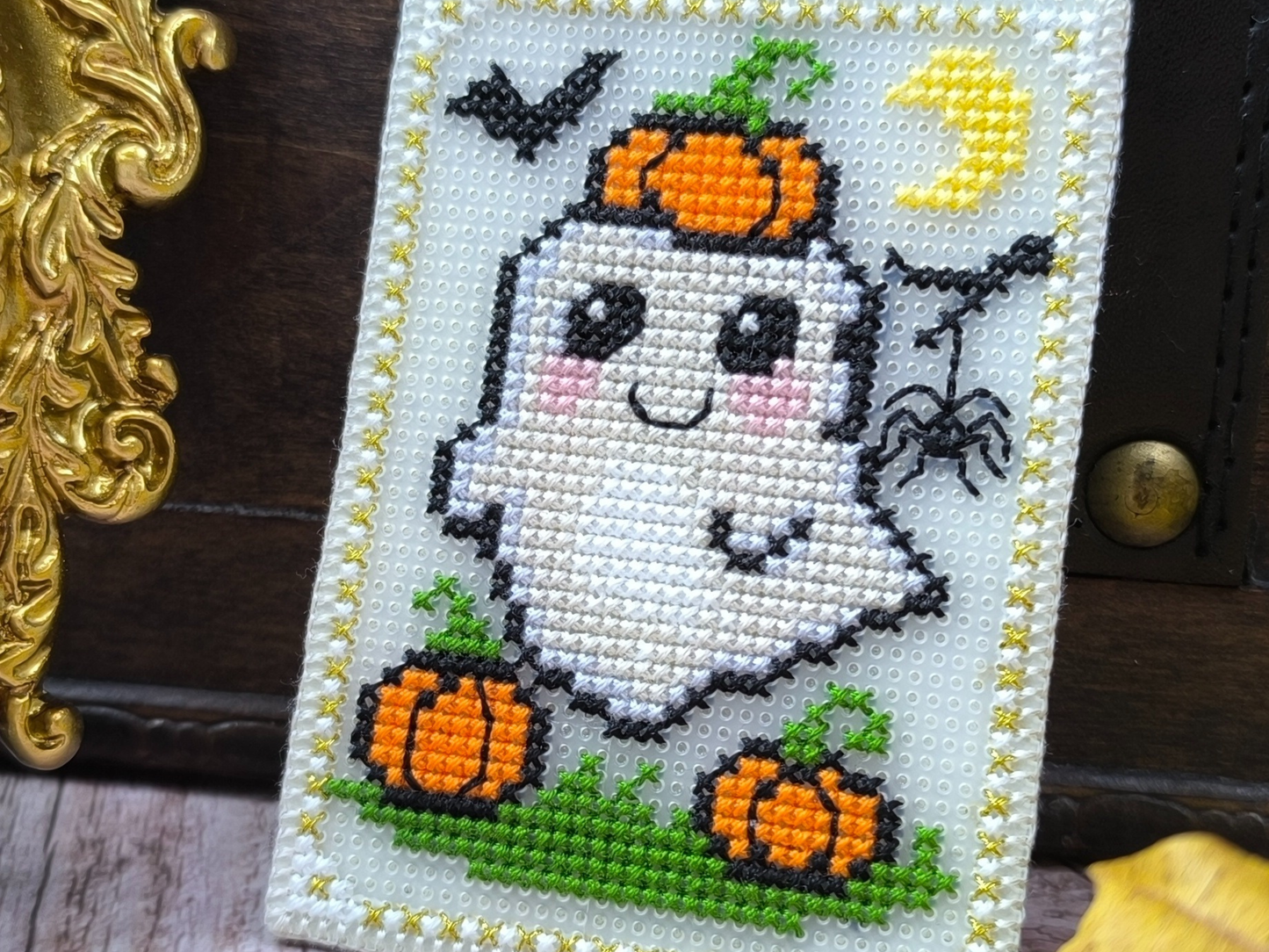 Halloween Ghost Cross Stitch Pattern. Plastic Canvas Ornament PDF