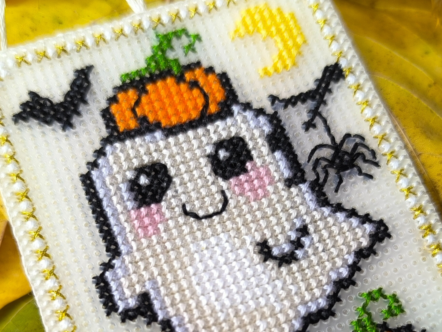 Halloween Ghost Cross Stitch Pattern. Plastic Canvas Ornament PDF