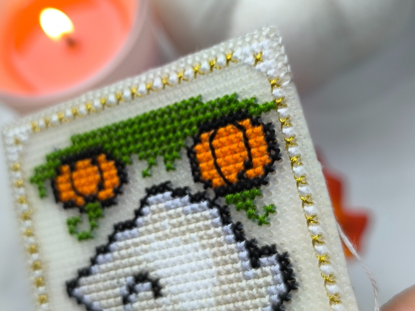 Halloween Ghost Cross Stitch Pattern. Plastic Canvas Ornament PDF