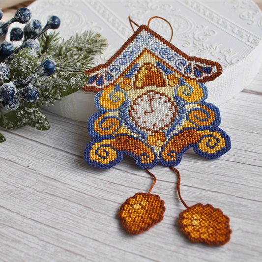 Cross stitched Christmas ornament