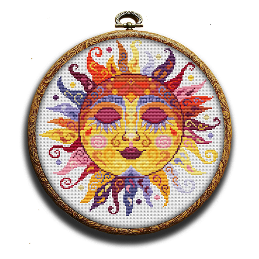 Swirl sun cross-stitch pattern by Happy x craft