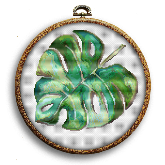 Tropical leaf cross-stitch kit by Happy x craft
