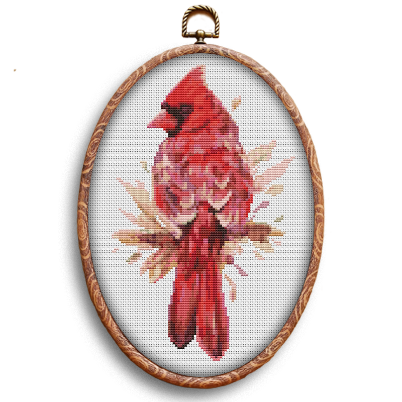 Northern Cardinal bird cross-stitch pattern by Happy x craft