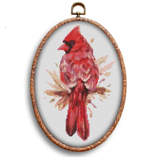 Northern Cardinal bird cross-stitch kit by Happy x craft