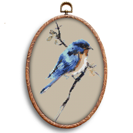 Western bluebird cross-stitch pattern by Happy x craft