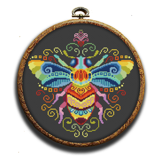 Colorful Queen Bee cross-stitch Kit by Happy x craft