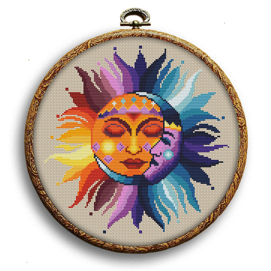 Sun and Moon cross-stitch pattern by Happy x craft.