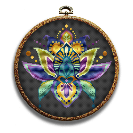 lotus cross-stitch pattern by Happy x craft