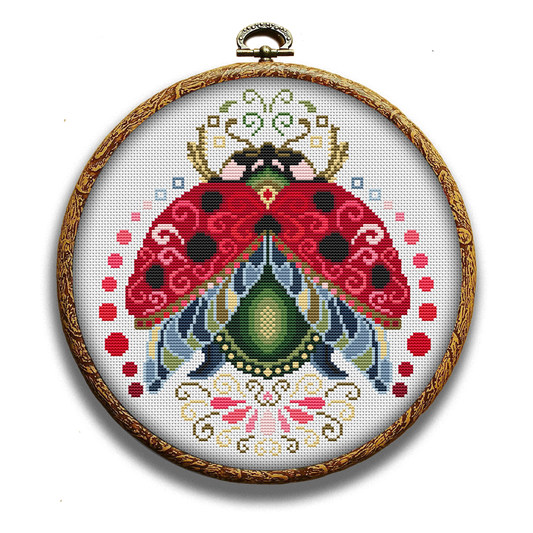 Swirl ladybug cross-stitch pattern by Happy x craft