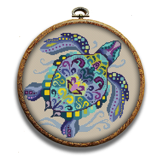 Swirl sea turtle cross-stitch pattern by Happy x craft