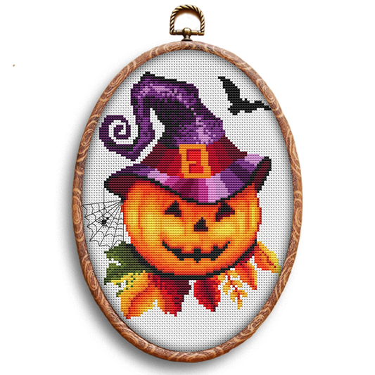 Halloween pumpkin cross-stitch kit by Happy x craft