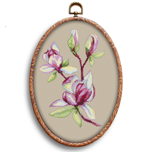 Magnolia cross-stitch pattern by Happy x craft