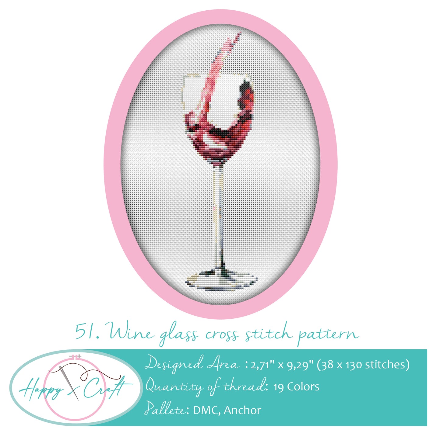 Wine Glass Unique Counted Cross Stitch Kit Set – Happy x craft
