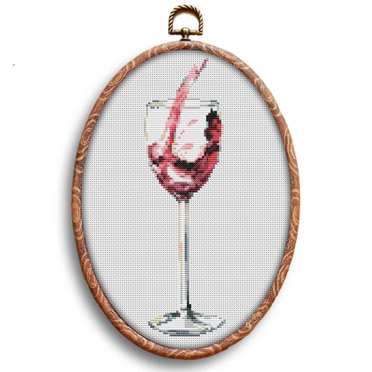 Wine glass cross-stitch pattern by Happy x craft