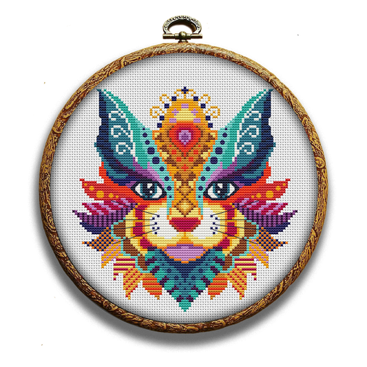 Colorful cat 2 cross-stitch pattern by Happy x craft