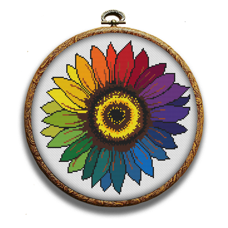 Colorful sunflower cross-stitch kit