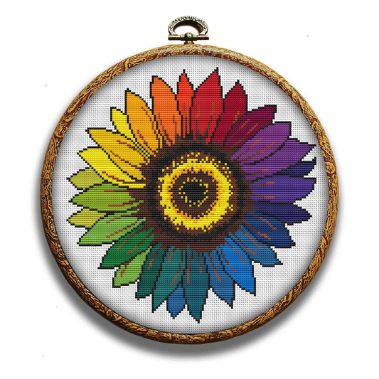 Colorful Sunflower cross-stitch pattern by Happy x craft