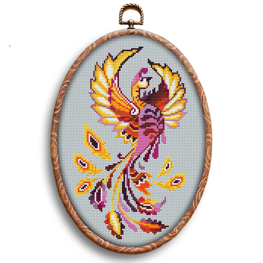 Phoenix bird cross-stitch pattern by Happy x craft