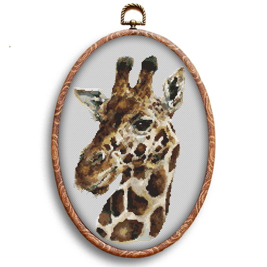 Realistic giraffe cross-stitch pattern by Happy x craft