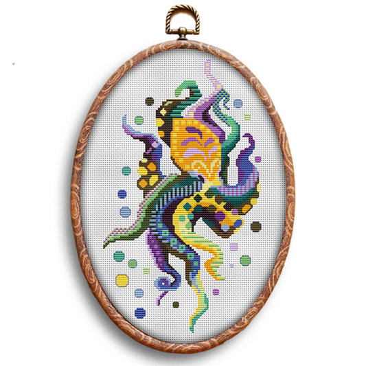 Colorful octopus cross-stitch pattern by Happy x craft