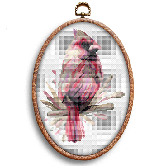 Female Cardinal Bird cross-stitch pattern by Happy x craft