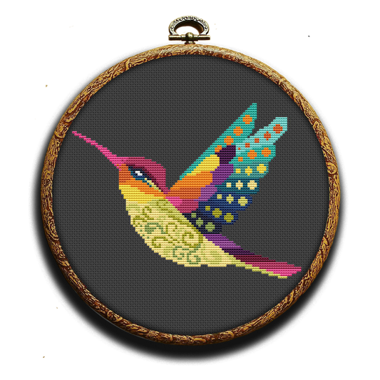 Swirl hummingbird cross-stitch kit by Happy x craft