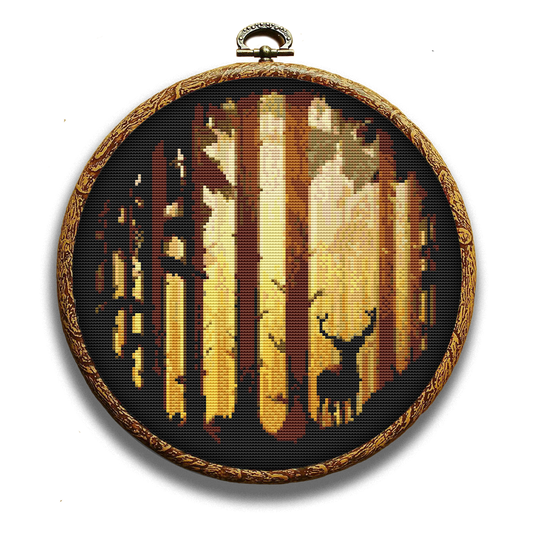 Deer in forest cross-stitch kit by Happy x craft
