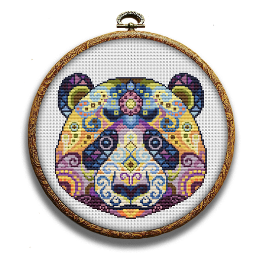 Colorful panda cross-stitch kit by happy x craft