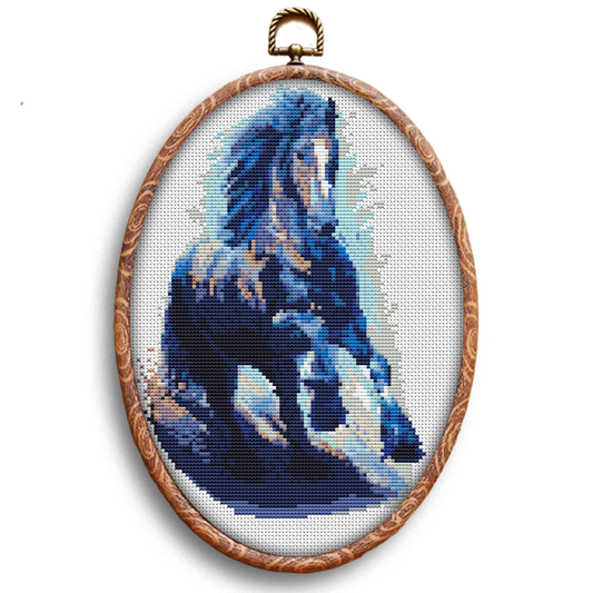 Watercolor Clydesdale Horse cross-stitch pattern by Happy x craft