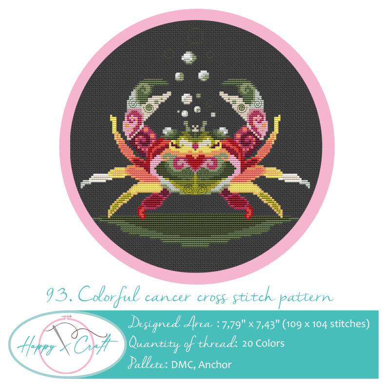 Colorful Crab Sea Counted Cross Stitch Kit Set – Happy x craft