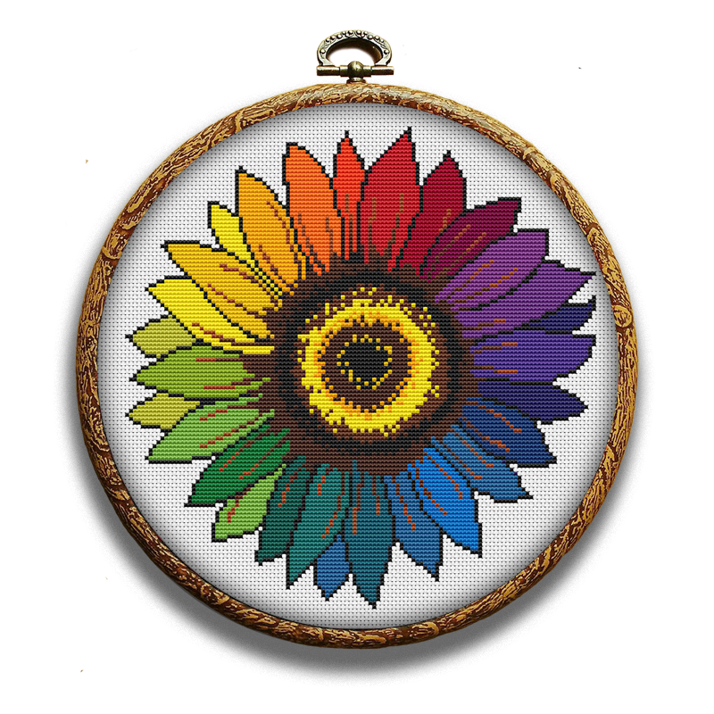 Colorful Sunflower cross-stitch pattern by Happy x craft