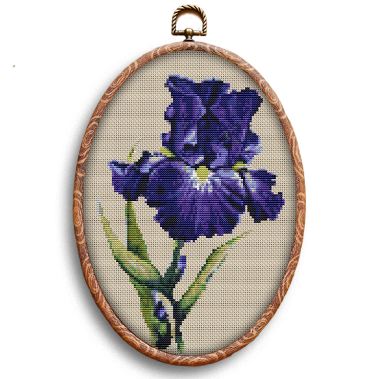 Cross Stitch Pattern Purple Blue Iris PDF – Happy x craft