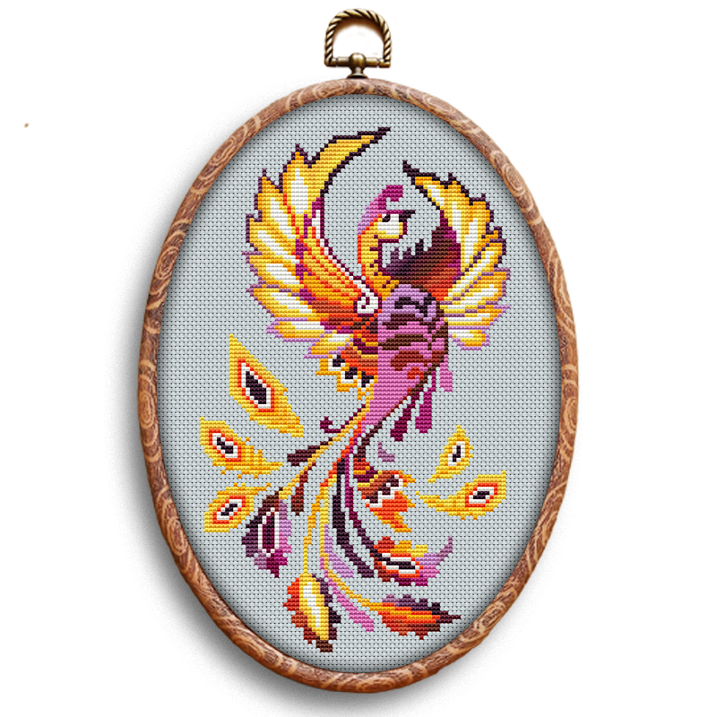 Phoenix bird cross-stitch pattern by Happy x craft