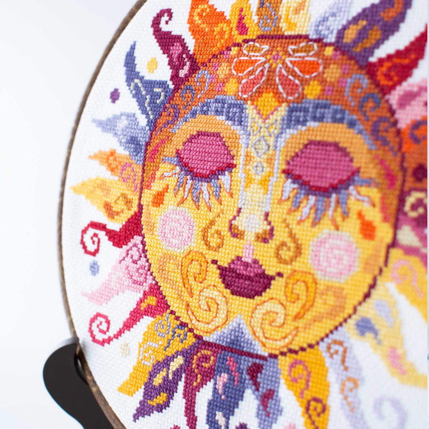 Colorful swirl sun cross-stitch kit by happy x craft