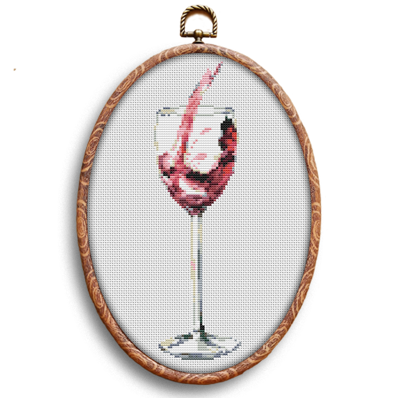 Glass of wine cross-stitch pattern by Happy x craft