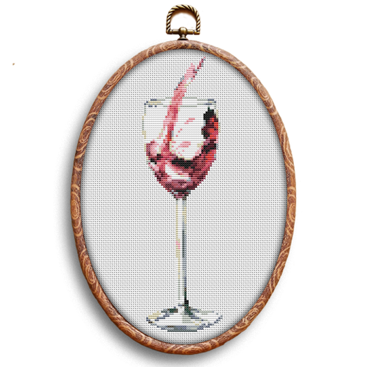 Glass of wine cross-stitch pattern by Happy x craft